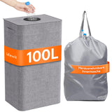 1 x RAW Customer Returns Lifewit 100L deposit bottle collection container with lid, large deposit bottle storage, container for empty bottles and old glass storage, bottle collector with hole, kitchen storage room bottle bag, grey - RRP €39.99