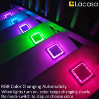 1 x RAW Customer Returns Lacasa Solar Floor Lights Outdoor, 4 Pack RGB Color Changing Solar Lights for Outdoor LED Path Lights Garden Solar Lamps with Auto ON OFF Light Sensor for Stairs Driveway Yard Patio, IP68 Waterproof - RRP €45.99