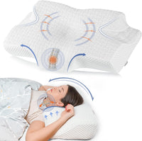 1 x RAW Customer Returns Elviros Memory Foam Cervical Contour Pillow Replaceable Cushion Cover White  - RRP €20.18