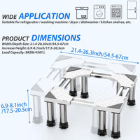 1 x RAW Customer Returns DEWEL Washing Machine Base with 8 Feet 8 Tubes, Bear Load 500kg Adjustable Washing Machine Base for Refrigerator, Dryer and Freezer Adjustable 54.5-67 cm, 17.5-20.5 cm  - RRP €55.99