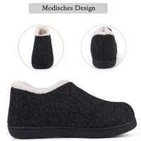 1 x Brand New Acfoda slippers men winter warm felt slippers memory foam non-slip lined felt slippers women comfortable soft cabin shoes plush slippers black 44 45 - RRP €19.75