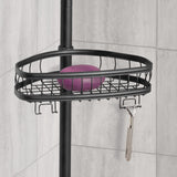 1 x RAW Customer Returns mDesign metal corner shower shelf extendable shower shelf without drilling for the bathroom stylish shower basket for shampoo, conditioner etc. matt black - RRP €61.1