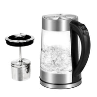 1 x RAW Customer Returns Impolio Maris LED glass kettle 1.7 L, LCD display with temperature setting and keep warm function - tea strainer attachment, GS tested by T V S d, tea maker made of stainless steel, automatic switch-off, kettle - RRP €39.31