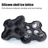 4 x Brand New Ice cube mold ice cube container silicone reusable ice cube ice cube molds with lid each separate easy release, make 4 skulls black - RRP €40.12