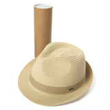 1 x Brand New Comhats Straw Trilby Hat for Men and Women - Summer Hat with UV Protection - Fedora Style - Natural Straw Hat - Beach Hat for Men - Summer Hat Rolling Folding with Travel Cover Beige XL - RRP €27.6