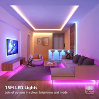 1 x RAW Customer Returns LE LED Strip 15M, LED Strip, RGB Tape, 5050 SMD 450 LEDs Stripes 2x7.5M , 12V, Self-adhesive Light Strip with 44 Key Remote Control, Flexible LED Strip, LED Fairy Lights for Christmas, Bar, TV - RRP €29.99