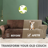 1 x RAW Customer Returns YSTELLAA Velvet stretch sofa cover 1 seater, sofa protector, non-slip sofa cover, sofa cover with armrests, elastic couch cover, armchair protector, sofa protector, cat armchair cover, camel - RRP €29.99