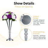 1 x RAW Customer Returns Nuptio 2 Pieces Silver Wedding Flower Trumpet Vase Table Decorative Centerpiece Artificial Flower Arrangements for Anniversary Ceremony Party Birthday Christmas Decoration, Vases for Table Decoration - RRP €26.98