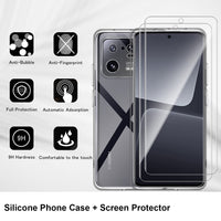 1 x Brand New Holilo Silicone Cover 2 Pieces TPU Film for Xiaomi 13 Pro 5G, Anti-scratch Shockproof Soft Touch Protection Protective Case Case 9H Hardness Protective Film - Transparent - RRP €10.8