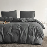 1 x RAW Customer Returns Lanqinglv bed linen 200x200cm gray anthracite dark gray plain duvet cover duvet cover double bed and 2 pillowcases 80x80cm with zip - RRP €35.09