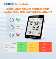 1 x RAW Customer Returns Temtop Indoor Air Quality Meter, AQI PM2.5 Air Quality Monitor with Temperature Humidity Monitor for Air Pollution in Home Office S1 - RRP €21.8