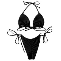 1 x RAW Customer Returns RXRXCOCO Sexy Brazilian Bikini Women Set Triangle String Top Bikini Thong Swimwear Black Size M - RRP €33.99