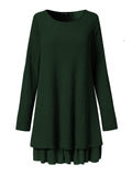 1 x RAW Customer Returns ZANZEA Sweater Women Long Sleeve Knit Dress Sweater Dress Round Neck Long Sweater Thin Casual Knit Dresses A Green 14 EU - RRP €36.29