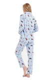 1 x RAW Customer Returns GLOBAL pajamas women s flannel Cotton Women s Pajama Set Two-piece sleepwear women s pjs set long Front button placket and drawstring Blue Cute Dog S - RRP €33.26