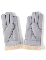 1 x RAW Customer Returns YISEVEN Women s Winter Sheepskin Lambskin Leather Gloves Mittens Wool Cuffs Driving Heated Warm Thick Fur Sherpa Lined Merino Soft Wool Lining Furrys Gifts, Pastel Gray M - RRP €39.99