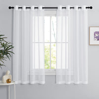 1 x RAW Customer Returns PONY DANCE Voile Curtains White Transparent Eyelet Curtain Set of 2 H 160 x W 140 cm Living Room Curtains Short Transparent Curtains White Curtain Linen Look Transparent - RRP €15.71