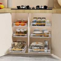 1 x RAW Customer Returns SANNO Extendable Closet Shelves Organizer Sliding Shelf Pots and Pans Organizer Under Cabinet Shelf Organizer Expandable Shelf Drawer with Slides for Closet Kitchen Bathroom 1 Pack  - RRP €37.3