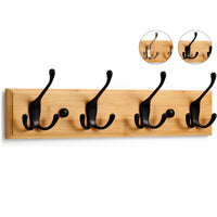 1 x RAW Customer Returns LARHN wooden coat hooks - wooden coat rack with 4 hooks in black - 42 cm - wall coat hooks - wall coat rack for hallways, cloakrooms, bedrooms and bathrooms - RRP €19.99