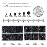 1 x RAW Customer Returns BEADSLAND Hotfix Rhinestones, 6080 Pieces Black Rhinestones for Clothing Crafts Mixed 6 Sizes with Wax Pen and Tweezers Kit, SS6-SS30, Black - RRP €18.72