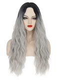 1 x RAW Customer Returns Gray Wig for Women, Long Curly Black Ombre Gray Cosplay Cemetery Bride Wig for Women Costume Party Wig DE026H - RRP €19.15