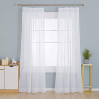 1 x RAW Customer Returns Deconovo Curtains with Gathering Tape Living Room Stores Scarf Transparent Curtains for Rail Bedroom Linen Look, 175 x 140 cm Height x Width , White, Set of 2 - RRP €18.83