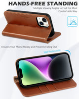 1 x RAW Customer Returns SHIELDON Case for iPhone 14 Leather Case Genuine Leather Lifetime Guarantee RFID Lock Card Slot Magnet TPU, Flip Case Cell Phone Case Phone Protection Compatible with iPhone 14 5G 6.1 - Retro Brown - RRP €30.99