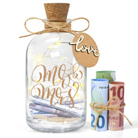 1 x RAW Customer Returns Ulikey LED bottle light wedding, money gifts wedding packaging, wedding fund money box personalized, wedding gifts money light bottle for bride and groom and newly-in-love couples Mr. Mrs.  - RRP €17.99