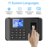 1 x RAW Customer Returns Bisofice Time Attendance Fingerprint Password Attendance Machine Employee Intelligent Biometric Fingerprint Time Clock for Small Business, 11 Languages, USB Data Export - RRP €53.76