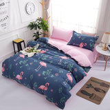 1 x RAW Customer Returns Homewish Flamingo Duvet Cover 200x200 Pink Flamingo Duvet Cover Cute Animal Flowers Flamingo Bedding Set for Boys Girls Children Women Soft Microfiber Reversible Bedding with 2 Pillowcases, Blue - RRP €31.42