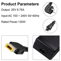 1 x RAW Customer Returns PASUKTER 20V 6.75A 135W Laptop Power Supply Charger for Lenovo Thinkpad T440P T450P T460P T530 W550 Ideapad Y40 Y50 Y70 Legion Y700 Y520 Notebook, 11 5mm - RRP €21.6