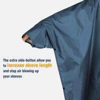 1 x RAW Customer Returns Anyoo Lightweight Waterproof Rain Poncho Rain Jackets with Sleeves Ventilated Multipurpose Raincoat with Hood Protective Blanket Shelter Tarp for Outdoor Camping Hiking Fishing, Steel Blue, One Size - RRP €24.19