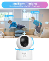 1 x RAW Customer Returns ZOSI 2K WiFi Indoor Surveillance Camera, 360 Rotatable Indoor Camera for Baby, 2.4 5Ghz WiFi, AI Person Detection, Auto Tracking, One-Touch Call, C518 - RRP €29.57