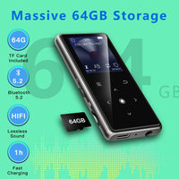 1 x RAW Customer Returns 64GB MP3 Player, Music Player with Bluetooth 5.2 - RRP €37.99