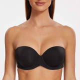 1 x RAW Customer Returns MELENECA Women s Push-Up Strapless Bra - Underwire Bra with Molded Cups Black 95B - RRP €30.24