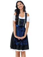 1 x RAW Customer Returns Clearlove Dirndl ladies midi 3-piece traditional dress for Oktoberfest, Carnival, THREE pieces dress, blouse, apron REUSEABLE packaging , blue-1, XXL - RRP €69.99