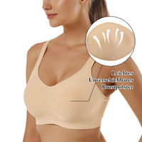 1 x RAW Customer Returns Vertvie Women s 1 2 3 Pack Sports Bra Solid Color Without Underwire Bustier Classic Comfortable Stretch Bra Medium Support Padded Feel-Good Bra Beige, L  - RRP €38.3