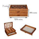 1 x RAW Customer Returns Changsuo Wooden Jewelry Box for Women with Drawers, Small Jewelry Storage Organizer with Acrylic Lid for Watches, Earrings, Rings - RRP €39.99