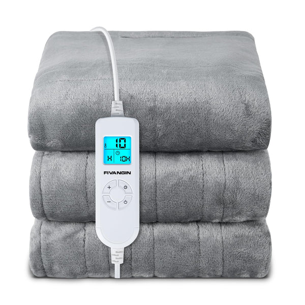 2 x RAW Customer Returns Electric blanket with automatic switch-off, flannel heating pad, heat pad, cuddly blanket, fluffy heat pads with 10 heating levels and 1-10H timer, overheating protection, fast heating technology 180CM x 130CM  - RRP €151.98