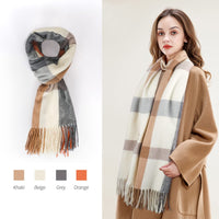 1 x Brand New Unaone Womens Winter Scarf Soft Warm Scarves Fashion Tassel Plaid Shawl Wraps for Women - RRP €27.6