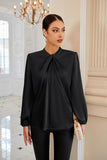 1 x RAW Customer Returns GRACE KARIN Bowtie blouse top business black long sleeve top women s top CL2199-1 M - RRP €42.98