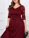 1 x RAW Customer Returns Dressystar Women s Festive Lace Dress Summer Evening Dress Short Ball Gowns Christmas Party Dress Dark Red XL - RRP €59.74