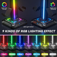 1 x RAW Customer Returns KDD Headset Holder RGB with 9 Light Modes - Controller Holder Desk - Rotatable Gaming Headphone Stand Removable Controller Hook for Gamer PC Xbox ONE PS5 Gaming Accessories Black  - RRP €29.95