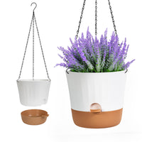 2 x Brand New Diivoo 25cm Self-Watering Flower Pot White, 2 Pack Flower Pots Set with Multi-Mesh Drainage Holes Removable Base for Indoor and Outdoor Garden Plants and Flowers, Self Watering Pot - RRP €29.98