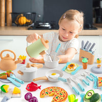 1 x RAW Customer Returns Sundaymot mud kitchen for kids outdoor, children s kitchen accessories and pot set for role play, play kitchen accessories with cooking uniform fruit for toddlers boys girls - RRP €29.99