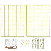 1 x RAW Customer Returns Gold wall grid, multifunctional grid wall, DIY iron grid of the photo wall decoration. Pinboard photo on the memo board hanging in the family 2-30x40cm gold wall grid  - RRP €14.11