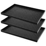 1 x RAW Customer Returns FUNSUEI Set of 3 Plastic Trays Black, Rectangular Serving Tray, 31.6 x 21.2 x 1.6 cm Shoe Rack Shoe Drip Tray Black, Shoe Tray Shoe Tub Plastic for Shoes Indoor Outdoor - RRP €19.15