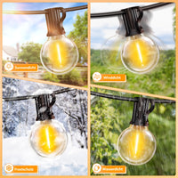 1 x RAW Customer Returns 30M solar fairy lights outdoor power 50 2 LED light bulbs outdoor fairy lights outside weatherproof dimmable warm white outdoor fairy lights retro lights bulbs party terrace beer garden pavilion balcony garden - RRP €50.41