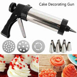 1 x RAW Customer Returns Pastry press, cookie press, decorating syringe, pastry syringe, biscuit maker, stainless steel DIY baking accessories, decorating syringe with 8 stencils and 8 nozzles for cakes, cookies, DIY - RRP €14.29