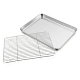 1 x RAW Customer Returns Baking tray with cooling rack, Joyfair stainless steel large oven tray cake tray and cake rack set, 31.6 x 24.5 x 2.5cm, rectangular baking pan and cooling rack for baking roasting cooling, dishwasher safe - RRP €18.0