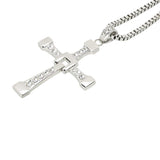 1 x RAW Customer Returns HS86 Cross Chain Stainless Steel Necklace Pendant Silver Jewelry - RRP €31.42